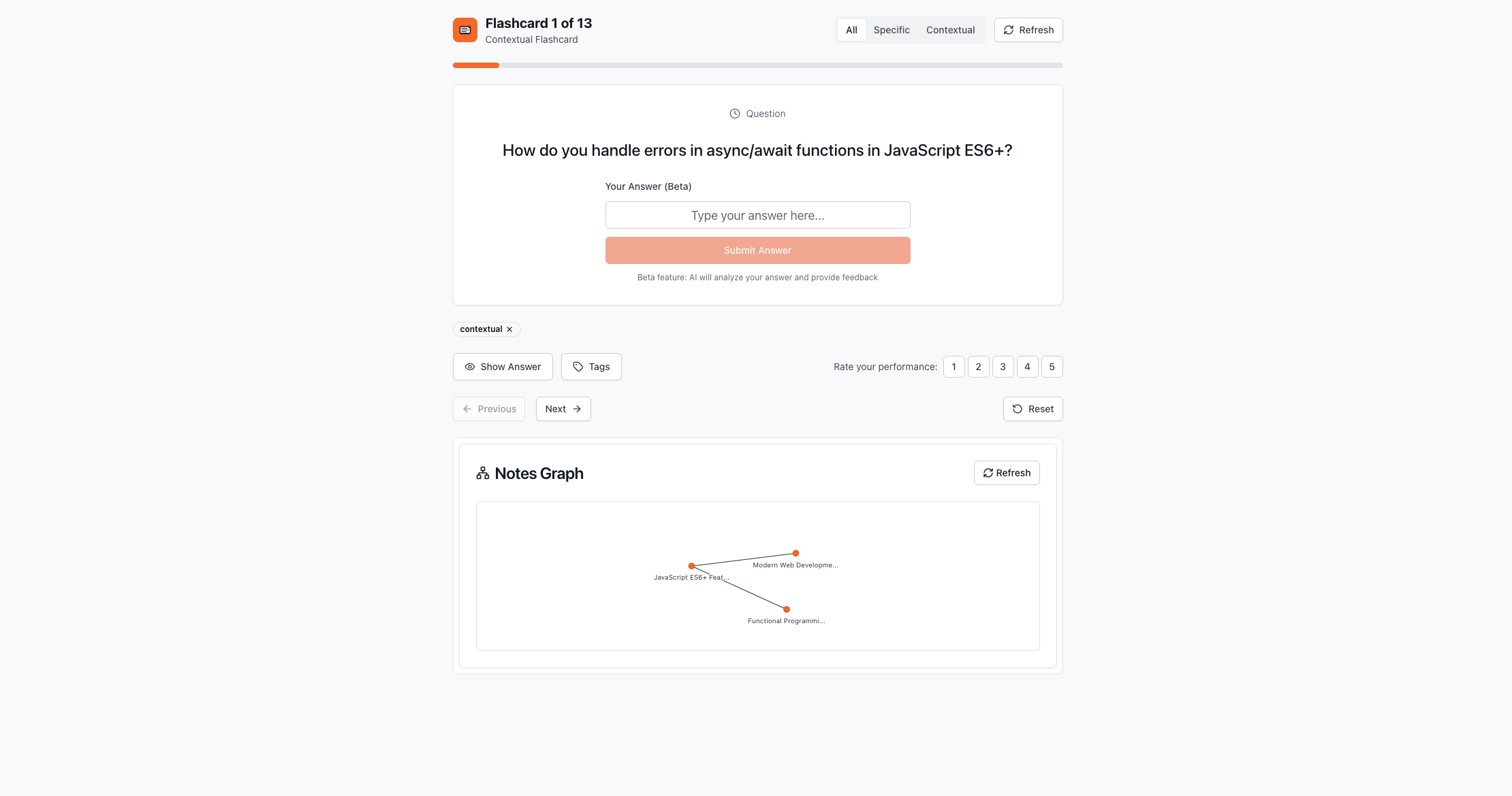 Contextual flashcards