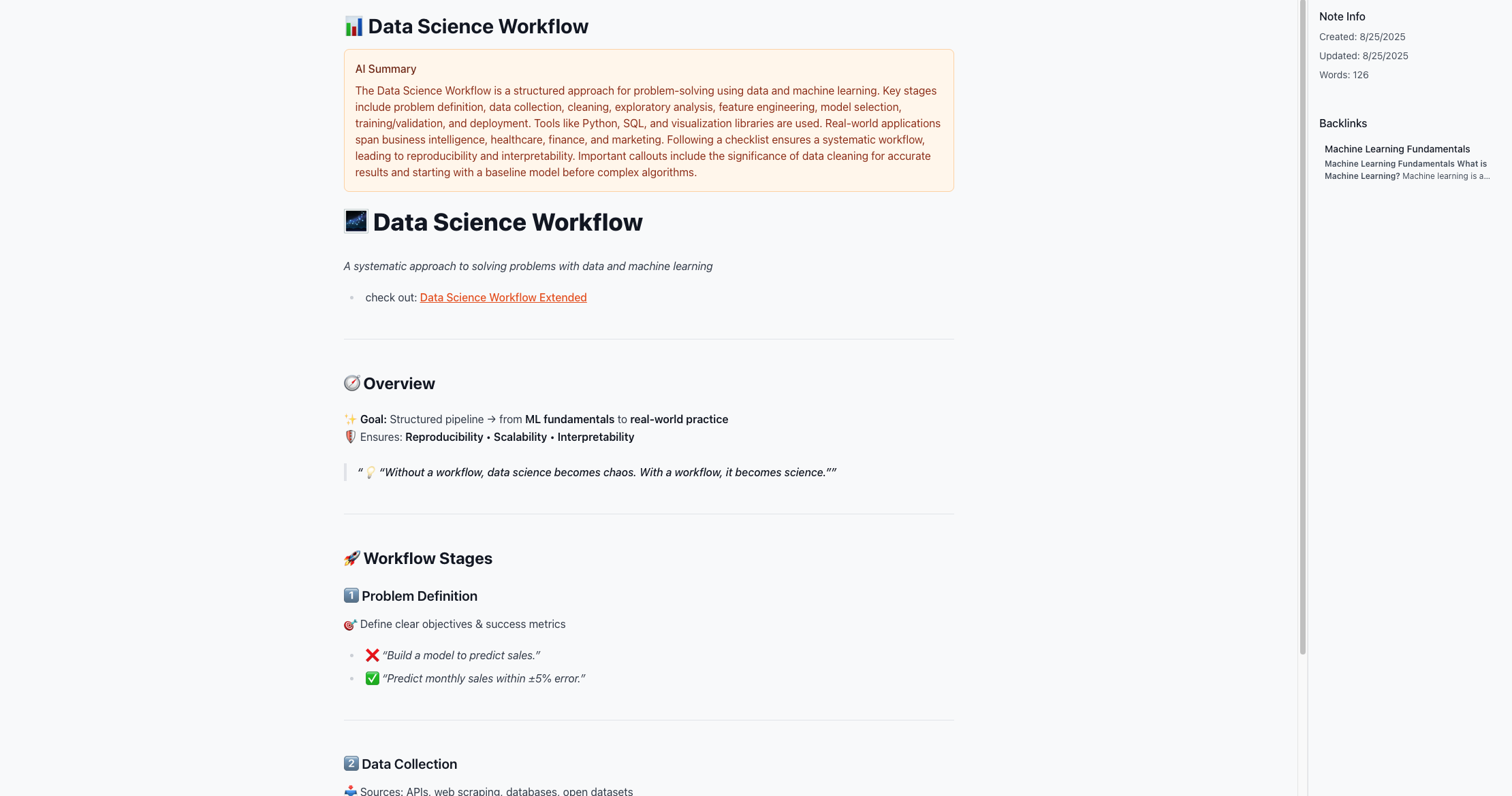 AI Summary with backlinks